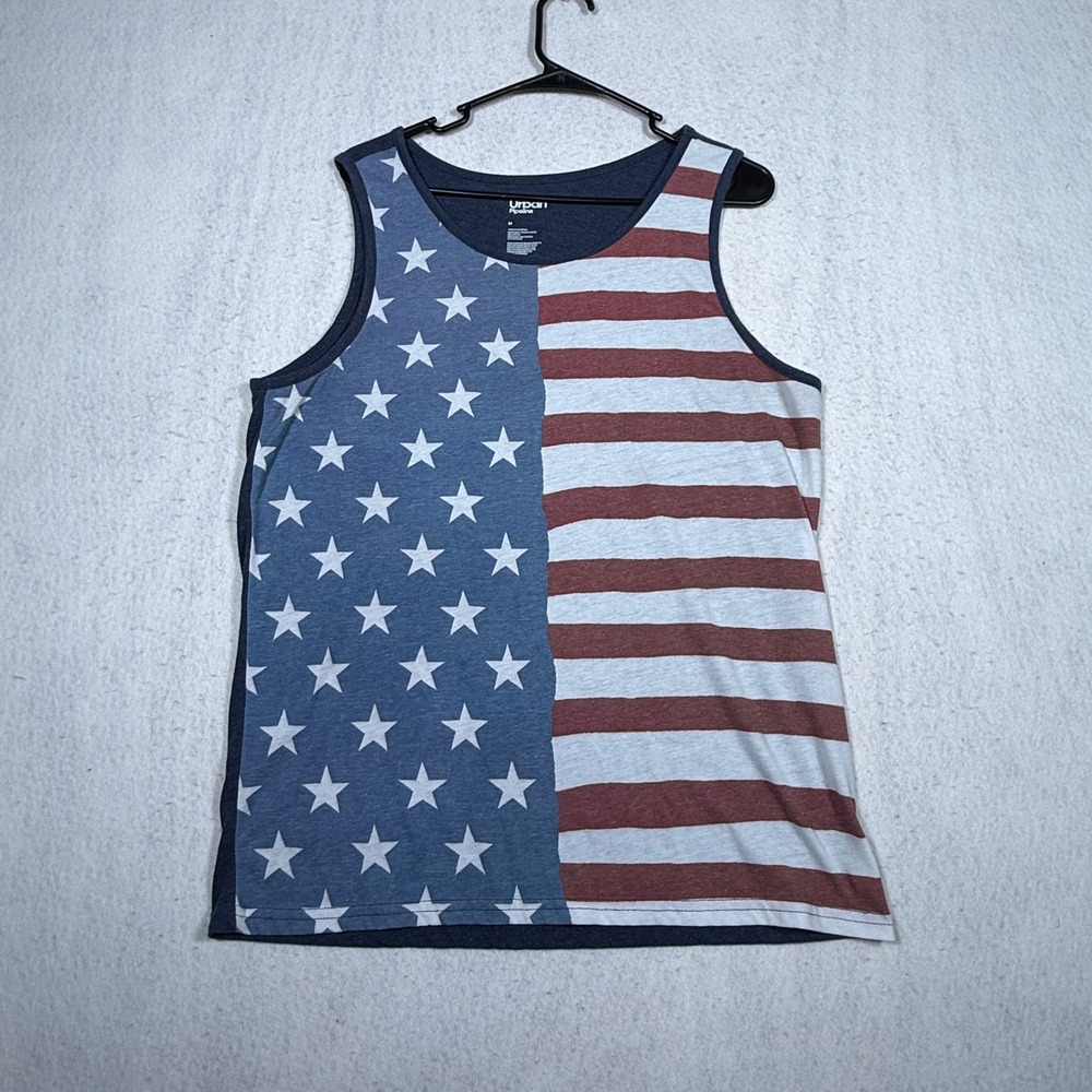Urban Pipeline Mens American Flag Tank Top Blue Red White Stars Stripes Size M